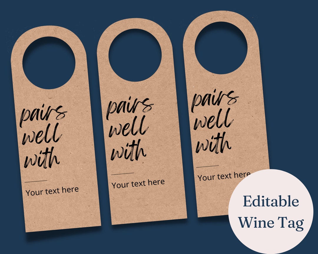 Editable Wine Bottle Gift Tag Pairs Well With Custom Wine Label