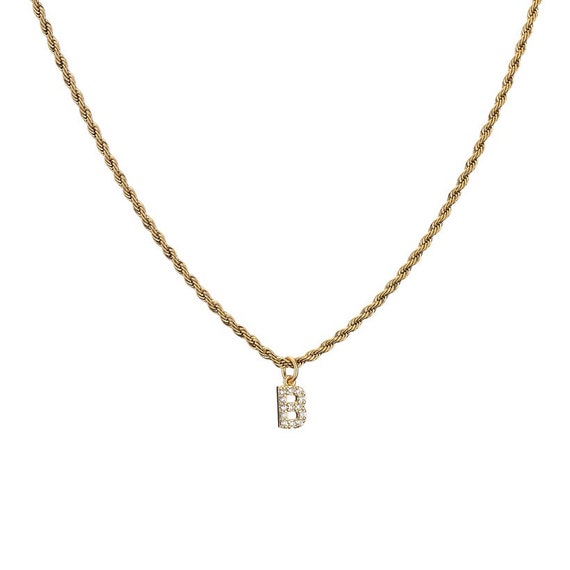 Diamante Initial Necklace - Etsy
