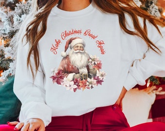 Hacer que la Navidad vuelva a ser genial sudadera, camisa de Navidad, suéter de Navidad retro, camisa patriótica tradicional, EE.UU., conservador, republicano