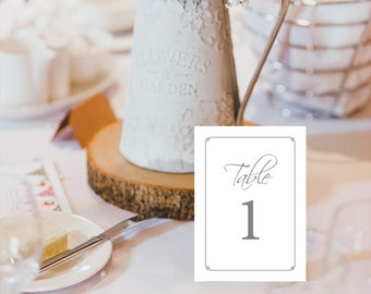 Weddings and Special Occasions Printable Table Numbers. Stylish, Modern and Elegant. 7x5 Portrait.