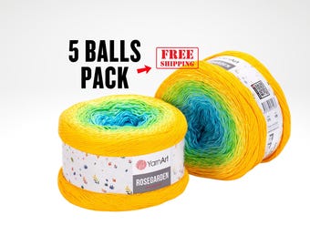 YarnArt Rosegarden Cotton Cake Yarn: Multicolour Shawl & Dress Yarn