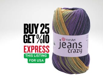 Yarnart Jeans Crazy: Soft Cotton Blend Yarn for Knitting & Crochet