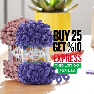 Alize Puffy Fine Chenille Loop Yarn: No-Needle Knitting, Baby Blankets