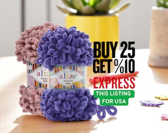 Alize Puffy Fine Chenille Loop Yarn: No-Needle Knitting, Baby Blankets