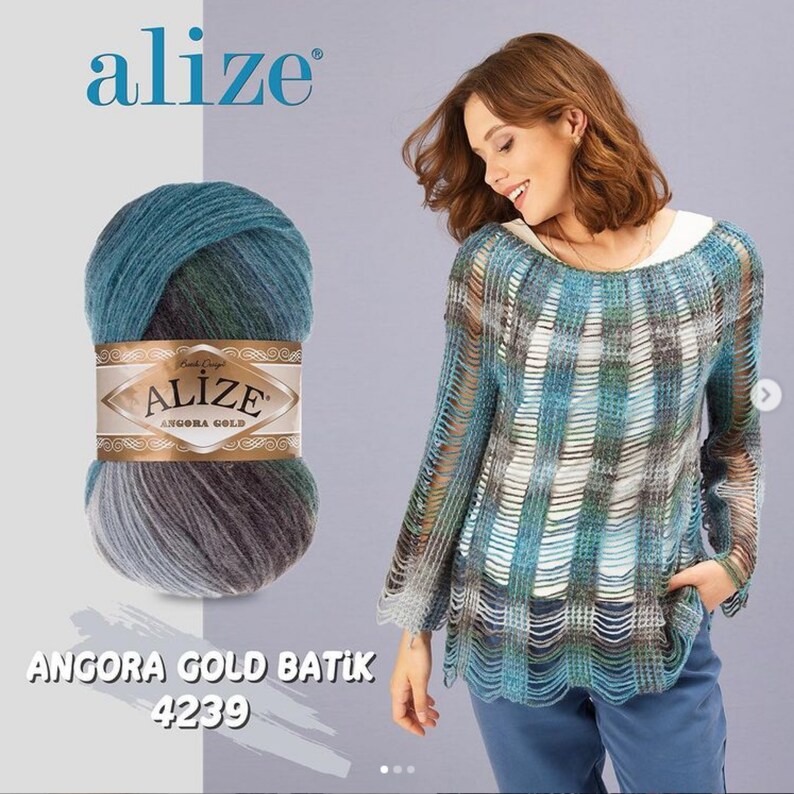 Alize Angora Gold Batik, Wool Yarn, Acrylic Yarn, Knitting Yarn, Crochet Yarn, Multicolour Yarn, Angora Yarn, Batik Yarn image 7