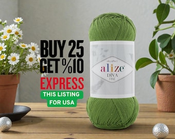 Alize Diva Fine Yarn – Silky Lace Crochet Yarn for Shawls, Tops, Summer Knitting Projects