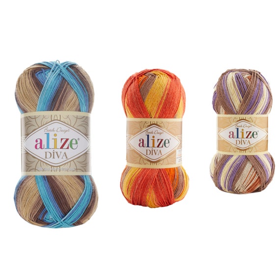 Thread 1 Pack ( 4 Balls ) Alize DIVA BATIK Hand Knitting Yarn