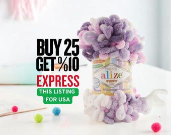 Alize Puffy Color Yarn: Multicolored Finger Knitting, Soft Baby Blanket Yarn