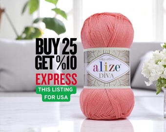 Alize Diva Mercerized Acrylic Yarn: Silky Sheen, Lightweight Summer Knitting
