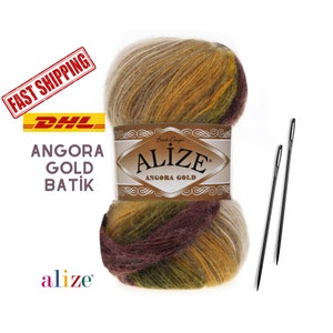 Alize Angora Gold Batik, Hilo de lana, Hilo acrílico, Hilo de punto, Hilo de ganchillo, Hilo multicolor, Hilo de Angora, Hilo Batik imagen 1