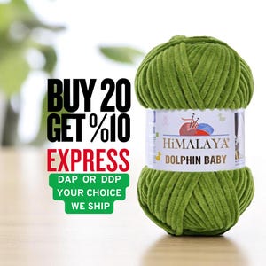 Himalaya Dolphin Baby Yarn, Super Bulky Yarn, Chenille yarn, Plush yarn, Amigurumi Pattern Yarn, Velvet Yarn, Dolphin Baby, Chunky Yarn