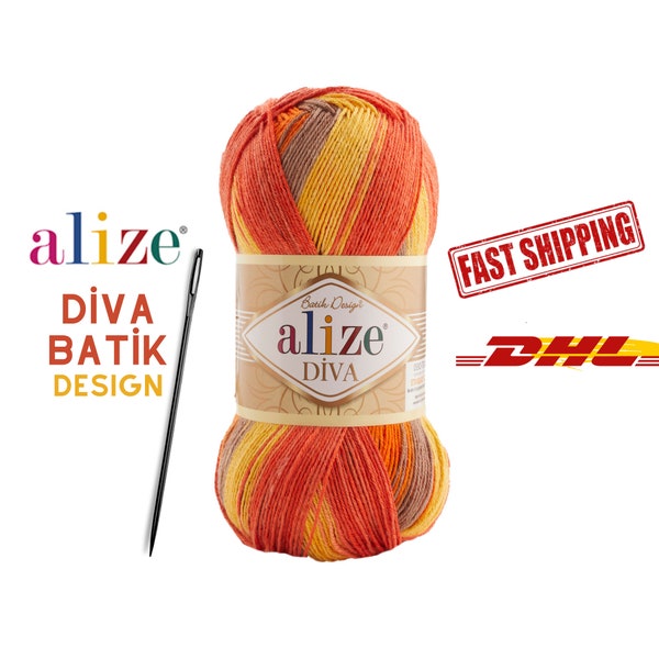 Alize Diva Batik, Knitting Yarn, Yarn Crochet, Yarn for Crochet, Wool, Lace Yarn, Bikini Pattern, Yarn for Crocheting, Multicolor Yarn