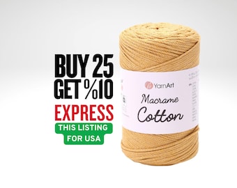 Yarnart Macrame Cotton Yarn: 225 Meters, 80% Cotton