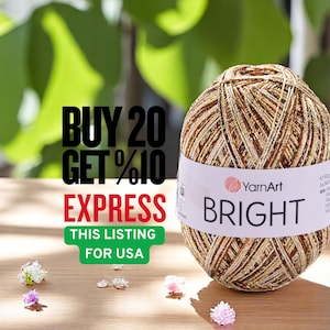 Metallic Yarn, Sparkly Yarn, Yarnart Bright, Polyamide, Crochet Yarn, Lace Yarn, Glittery Yarn, Knitting Yarn, Dress Yarn