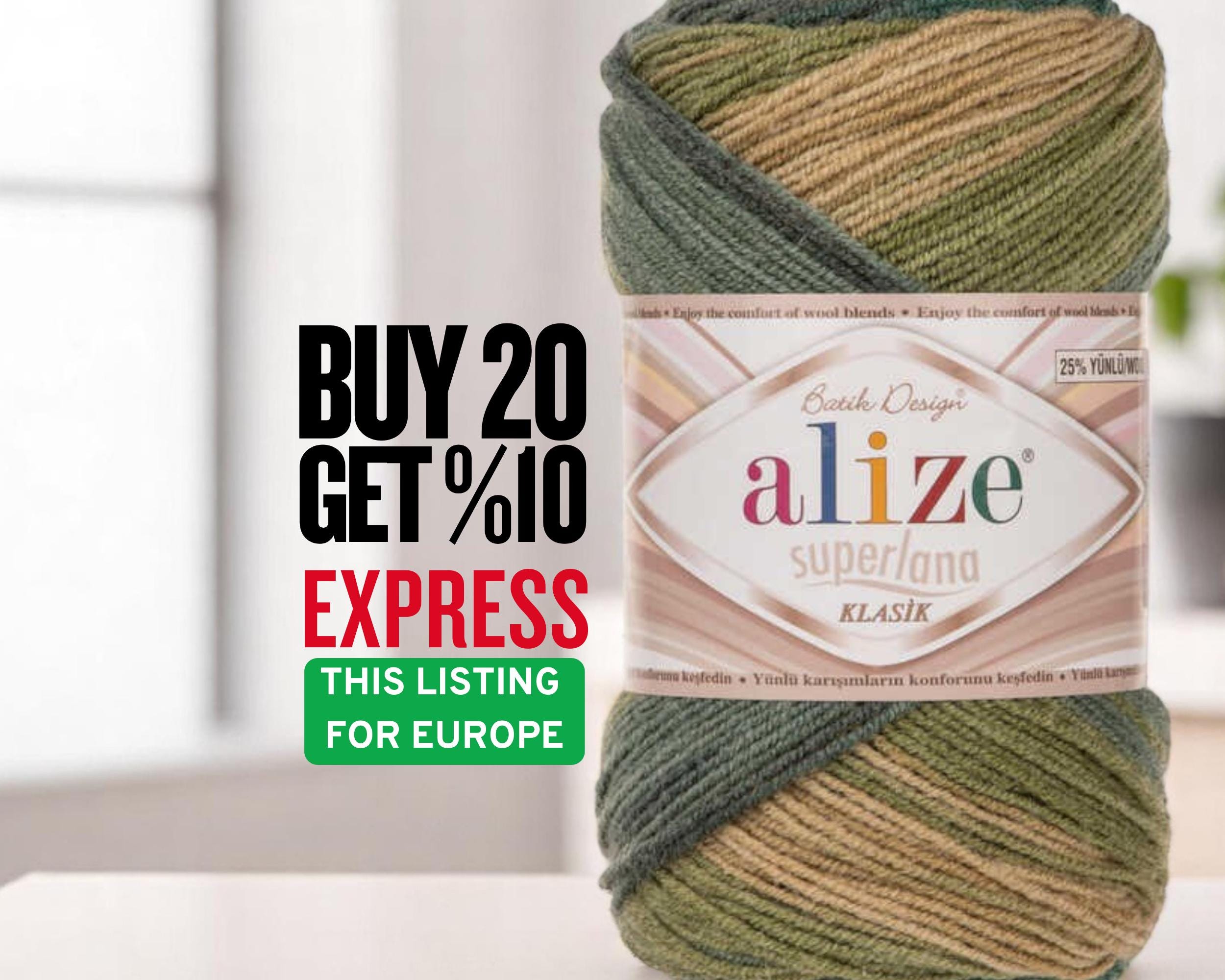 Alize Superlana Klasik Batik, Acrylic Yarn, Wool Yarn, Knitting Yarn, Multicolour Yarn, Winter Yarn, Crochet Yarn, Soft Yarn,