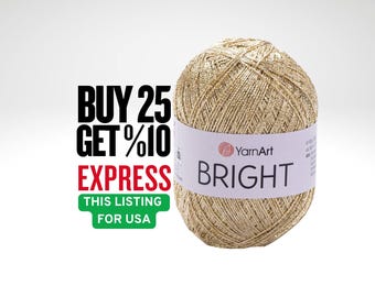 Yarnart Bright Metallic Polyamide Crochet Yarn: Sparkly Lace Knitting Yarn