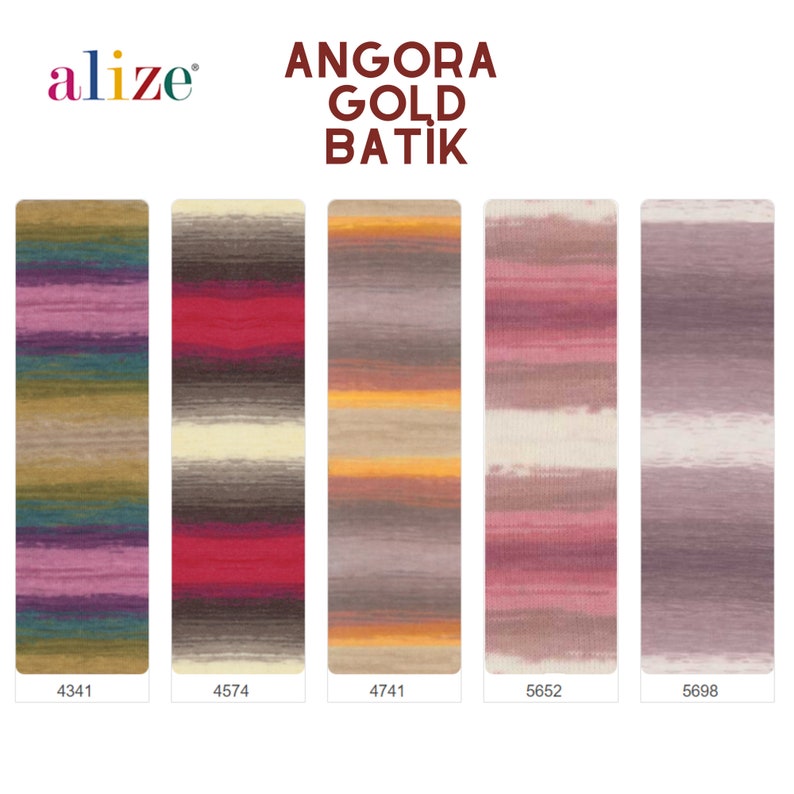 Alize Angora Gold Batik, Hilo de lana, Hilo acrílico, Hilo de punto, Hilo de ganchillo, Hilo multicolor, Hilo de Angora, Hilo Batik imagen 5
