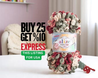 Alize Puffy Fine Color Yarn: Plush Micro Polyester Chenille Loop Yarn
