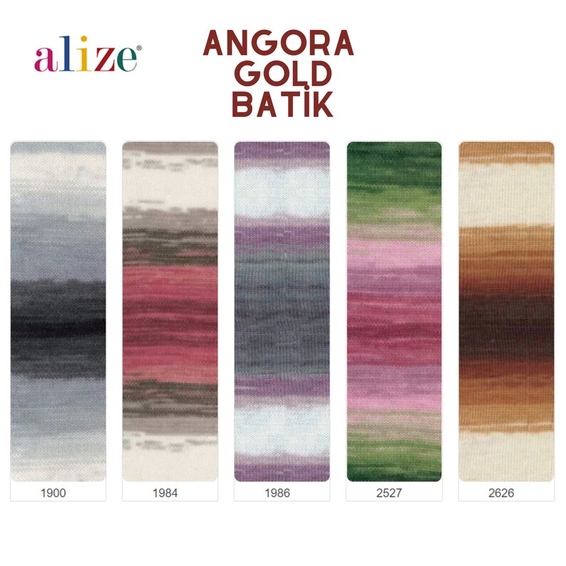 Alize Angora Gold Batik, Hilo de lana, Hilo acrílico, Hilo de punto, Hilo de ganchillo, Hilo multicolor, Hilo de Angora, Hilo Batik imagen 3