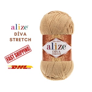 Alize Diva Stretch Yarn, Bikini Yarn, Bikini Stretch, Elastic Swimsuit Yarn, lingerie yarn, summer yarn, crochet skirt