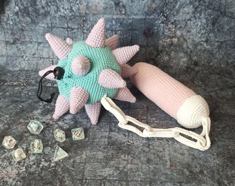 Dice bag flail mace and chain weapon crochet