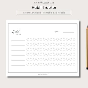 Ultimate Habit Tracker Printable Landscape, Habit Tracker Template, 15 Day Habit Challenge, A4/Letter Size, Instant Download, Track 6 Habits