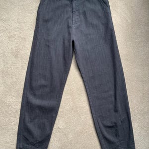 Pantalon gris à rayures fines Universal Works taille 32 pantalon taille haute fléchettes fuselée Peaky Blinders pantalon évasée Pantalon Utility Peg