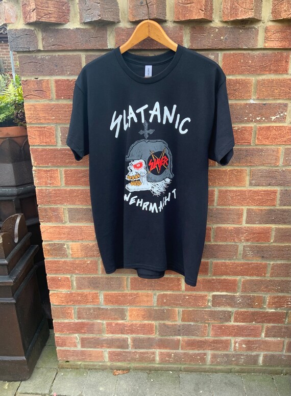 Repro 1985 Boutwell Slayer Slatanic Tour T Shirt Band Shirt Thrash