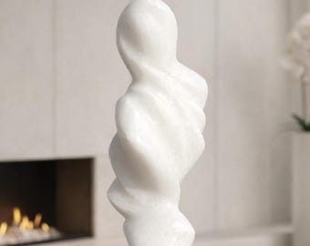 Escultura de mármol de Naxos tallada a mano: arte cicládico abstracto de Goshe