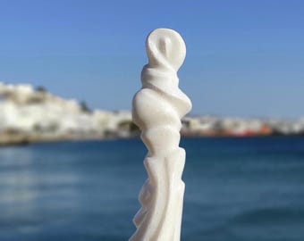 Escultura de deidad de mármol blanco: mármol mítico de Naxos tallado a mano / Arte abstracto divino para el hogar y el espíritu