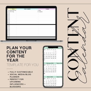 2022 Content Calendar Template | Content Calendar Google Sheets | Social Media Content Planner | Blog Planner | Social Media Planner