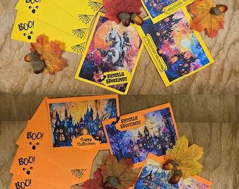 Tarjetas de felicitación de Halloween, invitaciones espeluznantes, juego de 8