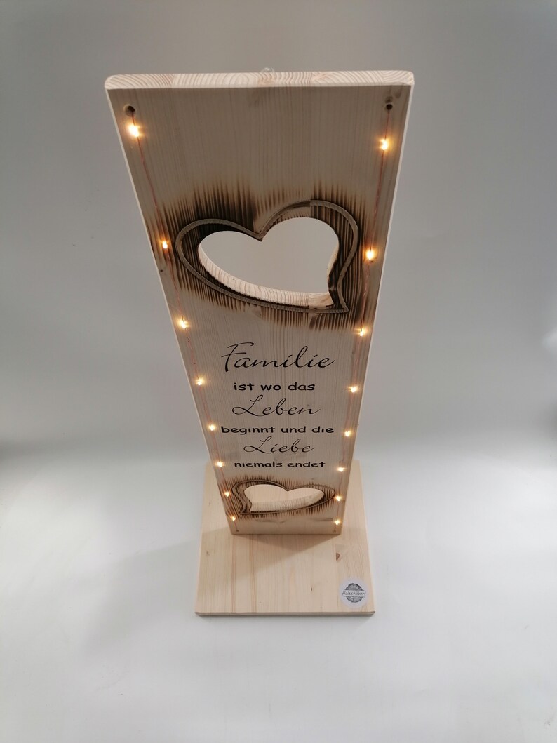 Holz Deko Schild mit Spruch Familie ist wo das und Beleutung Etsy.de