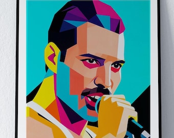 Freddie Mercury WPAP Pop Art Print: Tribute Pop Music Poster
