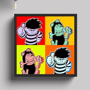 Warhol Dennis Menace & Gnasher Pop Art Print | Beano Pop Art | British Comic Strip | Cartoon Poster