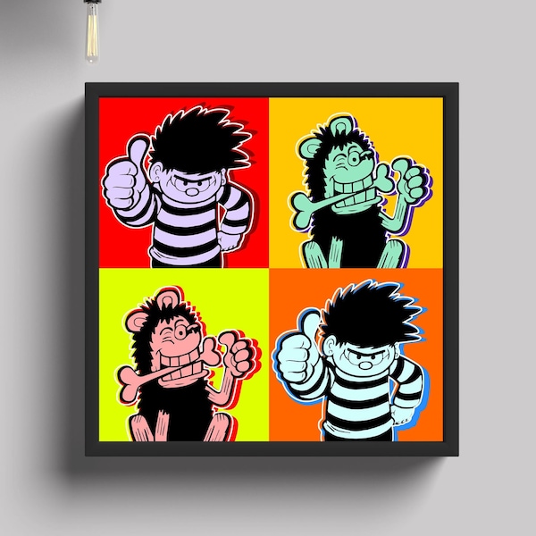 Warhol Dennis Menace & Gnasher Pop Art Print | Beano Pop Art | British Comic Strip | Cartoon Poster