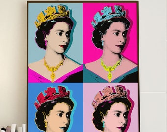 Warhol Queen Elizabeth Pop Art Print: Royal Jubilee Decor
