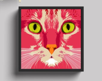 Cat Pop Art Print: Bright Feline Lover Gift