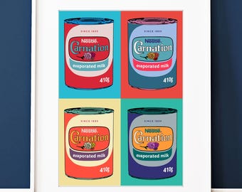 Warhol Carnation Condensed Milk Pop Art Print: Kitchen Wall Decor