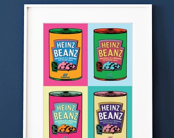 Warhol Baked Beans Pop Art Print | Kitchen Pop Art | British Wall Art | Foodie Gift