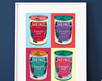 Warhol Tomato Soup Pop Art Print | Foodie Gift | Kitchen Wall Art | Poster