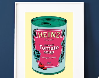 Warhol Tomato Soup Pop Art Print | Kitchen Pop Art | British Wall Art | Poster