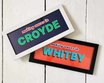 Personalized Coastal Town Art Print: Oxford Frame, Seaside Decor