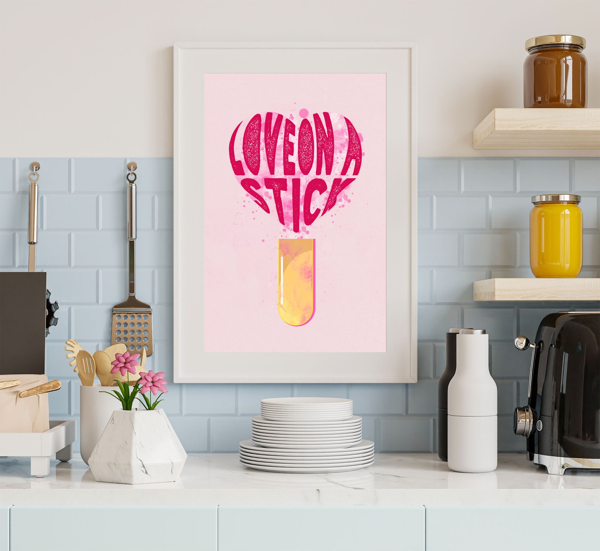 Pop Art Ice Cream Lolly Kitchen Pop Art Pink Print Food Etsy UK