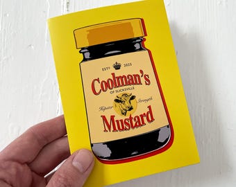 Karta urodzinowa Coolmana z musztardą: Hipsterska karta okolicznościowa w stylu pop-art