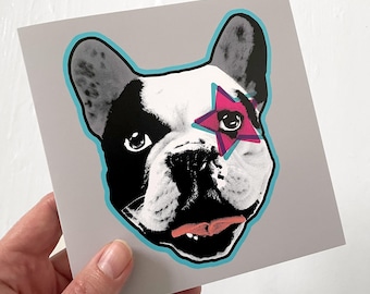 French Bulldog Pop Art Birthday Card: Fun Dog Greetings Card