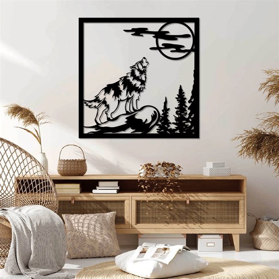 Howling Wolf Metal Wall Art Wall Decor Wall Hanging Wall Etsy