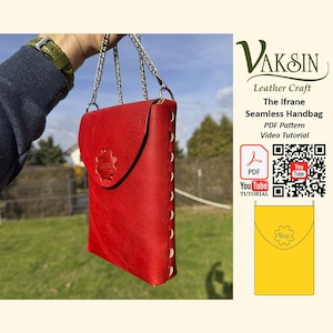 Ifrane Seamless Leather Handbag PDF Pattern, Handbag Pattern, Leather Bag Pattern Template, Leather Belly Bag PDF,Leather DIY, Vaksin