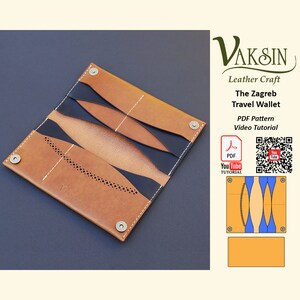 Die Zagreb Travel Wallet PDF Pattern, lange Brieftasche Muster, Geldbörse Vorlage, Reise Brieftasche Vorlage, diy Brieftasche Muster, Vaksin Leathercraft