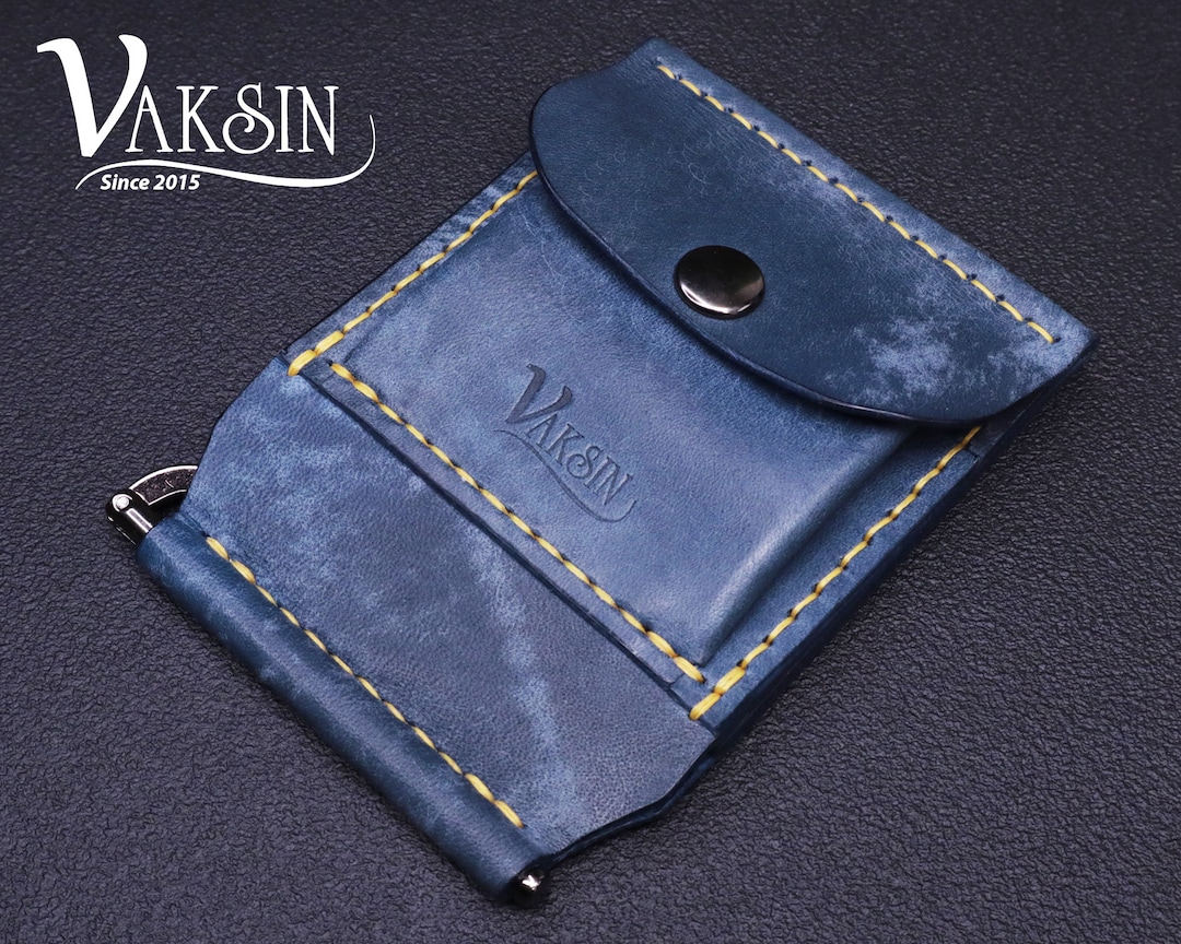 Handmade Leather Money Clip With Coin Pouch/best Gift for Him & Her